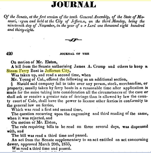  text Steam Ferry 1838 James Crump & Others 