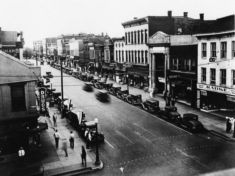 Looking East on High Street at Madison